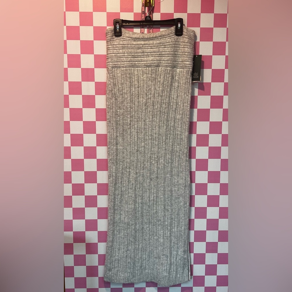 Target Gray Ribbed Pencil Skirt With Sideslit